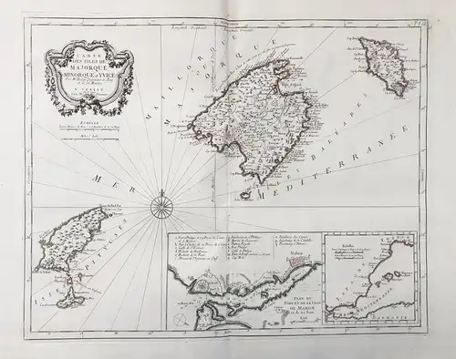 Carte des Isles de Majorque, Minorque, et Yvice. - Mallorca Ibiza Menorea Balearic islands Espana Spain Spanie