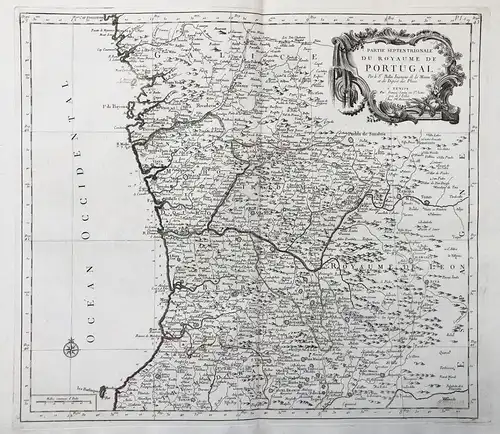 Partie Septentrionale du Royaume de Portugal - Portugal Coimbra Porto Braga Aveiro Villa Real grabado mapa