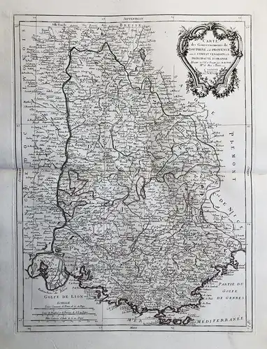 Carte des Gouvernements de Dauphiné et de Provence avec le Comtat Venaissine et la Principaute d'Orange - Daup