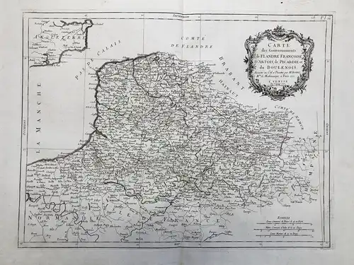 Carte des Gouvernements de Flandre Francoise, d'Artois, de Picardie et du Boulenois - Flandre Artois Picardie