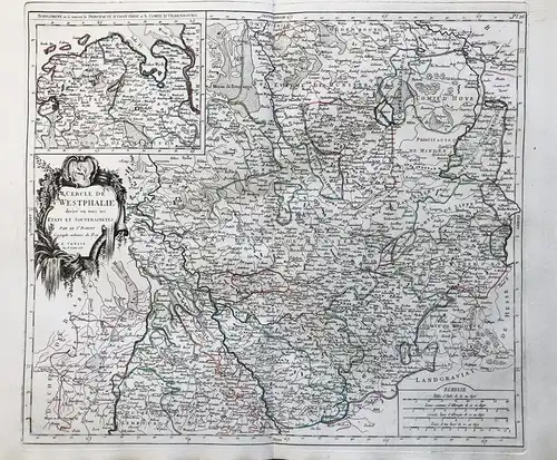 Cercle de Westphalie divisé en tous ses Etats et Souverainetés - Westfalen Münster Ravensburg Lippe Mark Walde