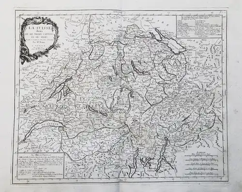 La Suisse divisée en ses Treize Cantons et ses Alliés - Schweiz Suisse Switzerland carte gravure