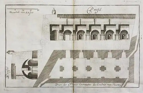 Plan des Flancs Casemates des Citadels von Tournay - Tournai Belgique fortification Fortifikation Festung Fest