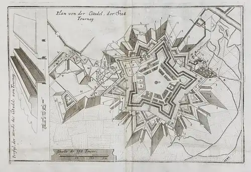 Plan von der Citadel, der Statt Tournay - Tournai Belgique citadelle plan gravure