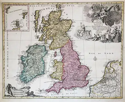 Les Isles Britanniques qui contiennent les Royaumes d'Angleterre, Escosse, et Irlande distingues en leurs prin