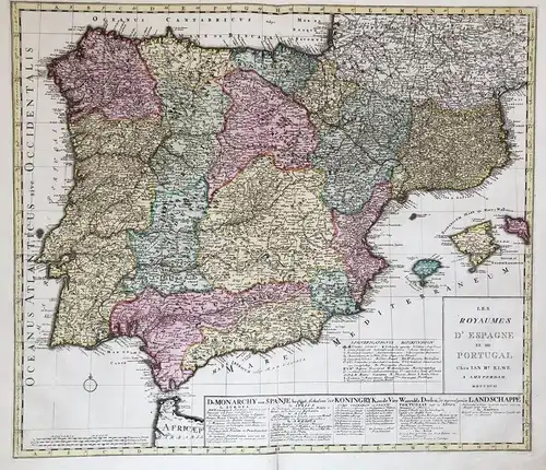 Les Royaumes d'Espagne et de Portugal - Espana Spain Spanien Espagne Portugal grabado mapa
