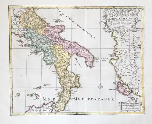 Le Royaume de Naples, divisé en ses douze Provinces - Napoli Calabria Puglia Basilicata Campania Italia Italy