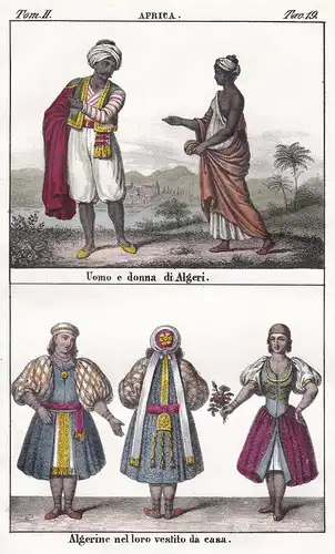 Africa. / Uomo e Donna di Algeri. / Algerine nel loro vestito da casa. - Algier Algiers Algeria Algerien Afric