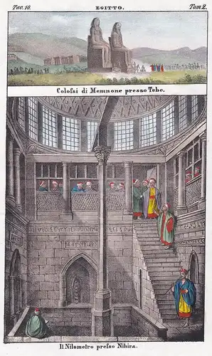 Egitto. / Colossi di Memnone presso Tebe. / Il Nilometro presso Nihira. - Egypt Ägypten Egypte Colossi of Memn