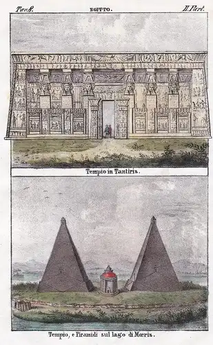 Egitto. / Tempio in Tantiris. / Tempio, e Piramidi sul lago di Moeris. - Egypt Ägypten Egypte Dendera Temple c