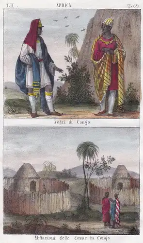 Africa. / Negri di Congo. / Abitazioni delle donne in Congo. - Congo Kongo West Africa Afrika Afrique Black pe