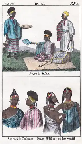Africa. / Negre di Sudan. / Costumi di Timbuctu. Donne di Tibbos coi loro vestiti. - Sudan Mali Tombouctou Tim