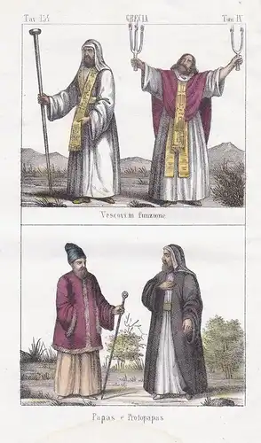 Grecia. / Vescovi in funzione / Papas e Protopapas. - Greece Griechenland Greek costumes Trachten costume Trac