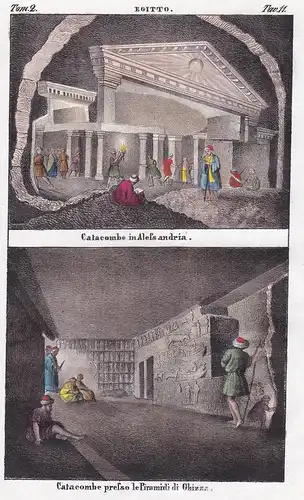 Egitto. / Catacombe in Alessandria. / Catacombe presso le Piramidi di Ghizza. - Egypt Ägypten Egypte Alexandri