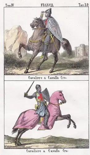 Francia. / Cavaliere a Cavallo Cro: /  Cavaliere a Cavallo Cro: - Kreuzritter Kreuzzug crusades crusaders cost