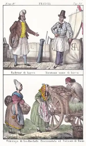 Francia. / Padrone di barca. Normano uomo di barca. / Ostricaja di La-Rochelle. Pescivendola ed Ostricaro di B