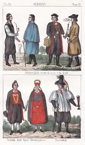 Germania. / Altenburghesi vestiti da casa e da festa. / Paesani di Altenburg. Cittadina vestita per tenere a b
