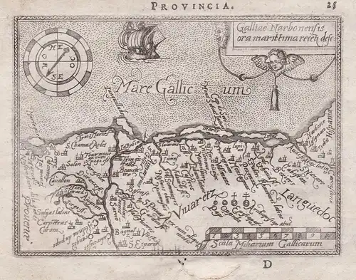 Provincia / Galliae Narbonensis ora marittima recet. desc. - Provence Montpellier Marseille Avignon Calais Fra