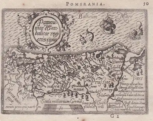 Pomerania / Pomeraniae Wandalicae regionis tipus - Polska Polen Poland Pommern Pomerania map Karte / Epitome d