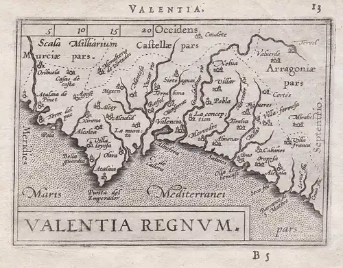 Valentia / Valentia Regnum - Valencia Espana Spain Spanien Espagne map Karte / Epitome du theatre du monde / T