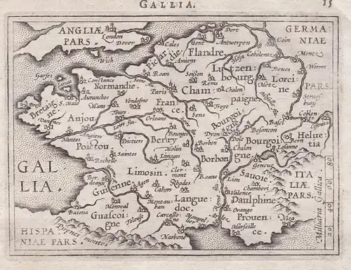 Gallia - Gallien Gallia Gaule France Frankreich carte map Karte / Epitome du theatre du monde / Theatro del Mo