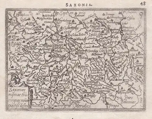 Saxonia / Saxoniae Misniae Thuringiae nova exactiß. descri. - Sachsen Meißen Thüringen Germany Saxonia map Kar