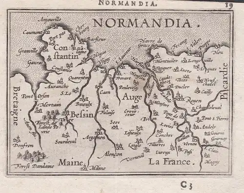 Normandia - Normandie Normandy Rouen Cherbourg Dieppe carte map Karte / Epitome du theatre du monde / Theatro