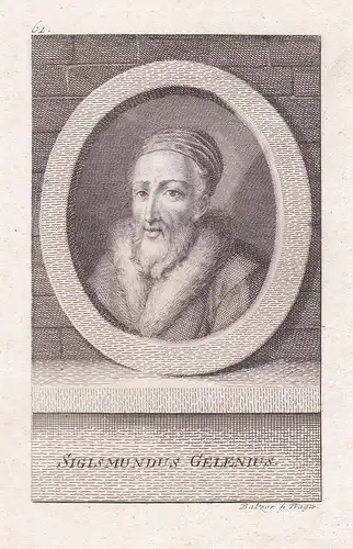 Sigismundus Gelenius - Sigismund Gelenius (1497-1554) Schriftsteller Philologe Portrait Böhmen Bohemia