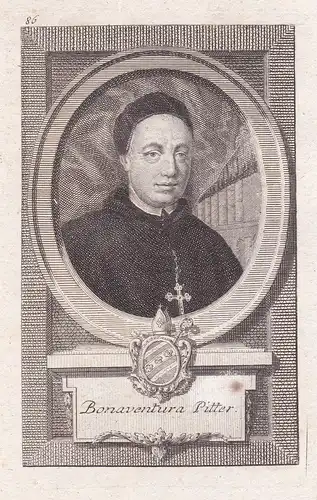 Bonaventura Pitter - Josef Bonaventura Pitter (1708-1764) Czech monk historian collector Portrait Böhmen Bohem