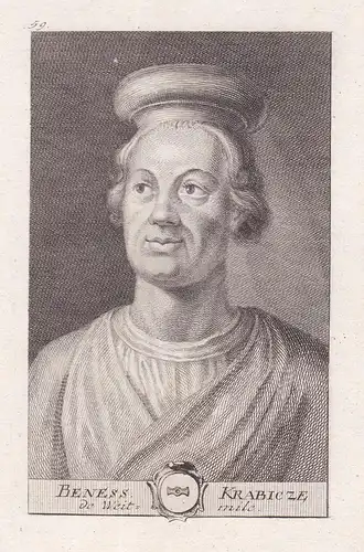 Beness. Krabicze de Weitmile - Benes Krabice (1300-1375) Krabitz Weitmühl Historiker historian Portrait Böhmen