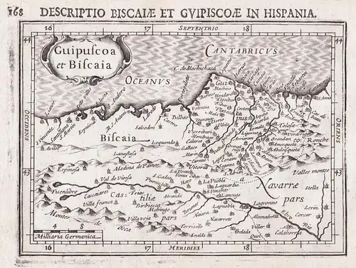 Guipuscoa et Biscaia. - Vizcaya Bilbao Biscay Espana Spain Spanien Espagne mapa grabado map Karte carte