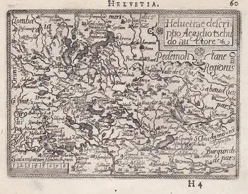 Helvetia / Helvetiae descriptio Aegidio Tschudo auctore - Schweiz Suisse Switzerland map Karte / Epitome du th