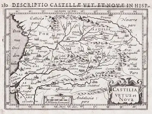 Castilia Vetus et Nova. - Castilla Castile Espana Spain Spanien Espagne mapa grabado map Karte carte