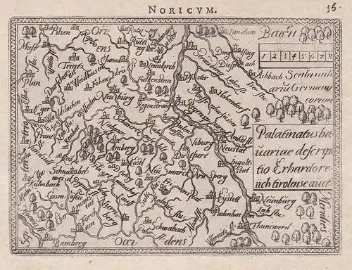 Noricum / Palatinatus bavariae descriptio Erhardo Reiich tirolense auct. - Oberpfalz Bayern Bavaria map Karte
