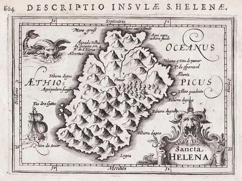 Sancta Helena - Saint Helena island South Atlantic Ocean Insel map Karte carte