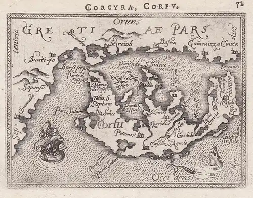 Corcyra, Corfu / Corfu - Corfu Korfu Kerkyra island Insel Greece Griechenland map Karte / Epitome du theatre d