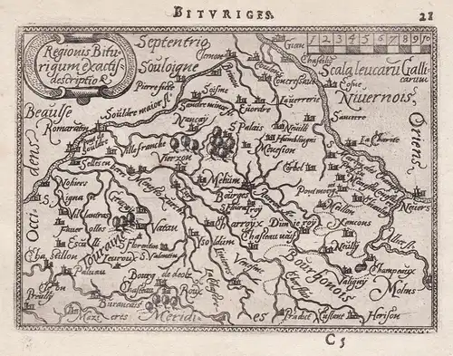 Bituriges / Regionis Biturigum exactis. descriptio - Bourges Berry Vierzon Chateauroux Nevers France Frankreic