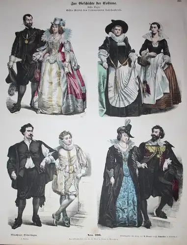 Zur Geschichte der Costüme - 17. Jh. Kostüme Tracht costumes 17th century Barock Baroque Mode fashion Münchene