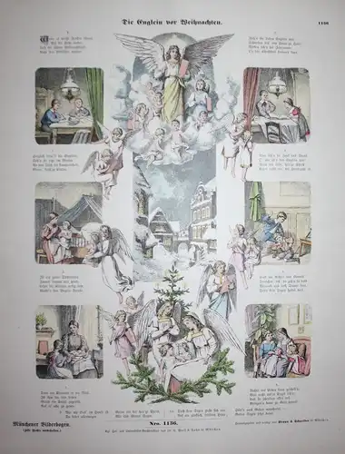 Die Englein vor Weihnachten - Weihnachten Christmas Weihnacht Münchener Bilderbogen Nr. 1136