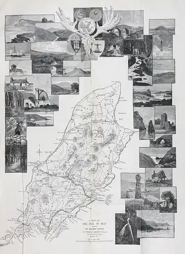 A Map of the Isle of Man showing the Railway System - Isle of Man Irish Sea