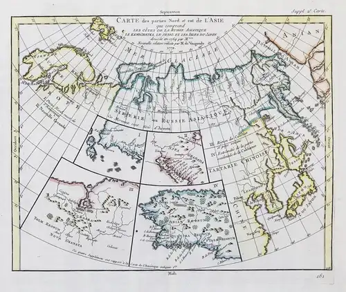 Carte des parties Nord et est de l'Asie qui comprend les Cotes de la Russie Asiatique, le Kamschatka, le Jesso