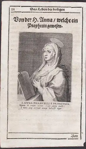 S. Anna Phanuelis F. Prophetissa. - Anna the Prophetess Prophetin Hanna Heiligenbild