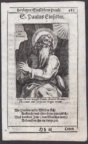 S. Paulus / Einsiedler - Paulus von Theben (228-341) Christian hermit saint Heiliger Heiligenbild