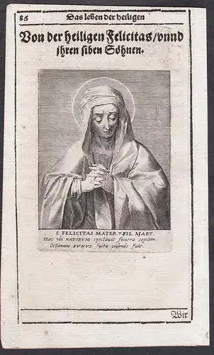 S. Felicitas Mater. - Felicitas Märtyrerin Felicitas of Rome Felicity martyr Heiligenbild