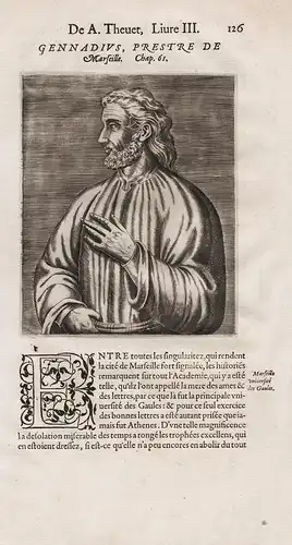 Gennadius, Prestre de Marseille - Genadius de Marseille (?-c.496) priest historian Massilia Portrait