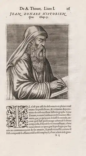 Jean Zonare Historien Grec - Joannes Zonarus (fl. c. 1120) Byzantine Greek historian chronicler Chronist Portr