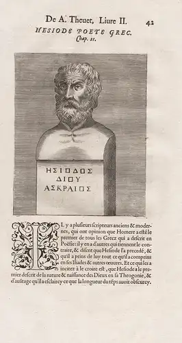 Hesiode Poete Grec - Hesiod (c.750-650 BC) Greek poet Dichter Portrait