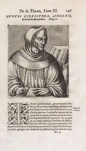Hugues Kirkestede, Anglois de l'ordre des Bernardins - Hugh of Kirkstall (1165-1227) English monk Portrait