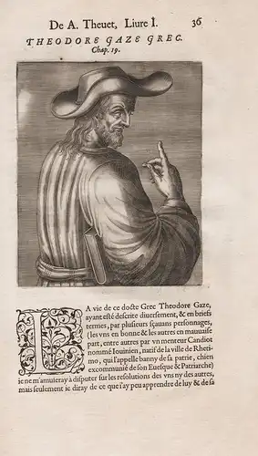 Theodore Gaze Grec - Theodorus Gaza (c.1398-c.1475) Greek humanist Portrait