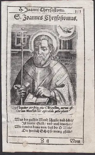 S. Joannes Chrysostomus - John Chrysostom (c.347-407) Johannes von Antiochia archbishop of Constantinople Ista